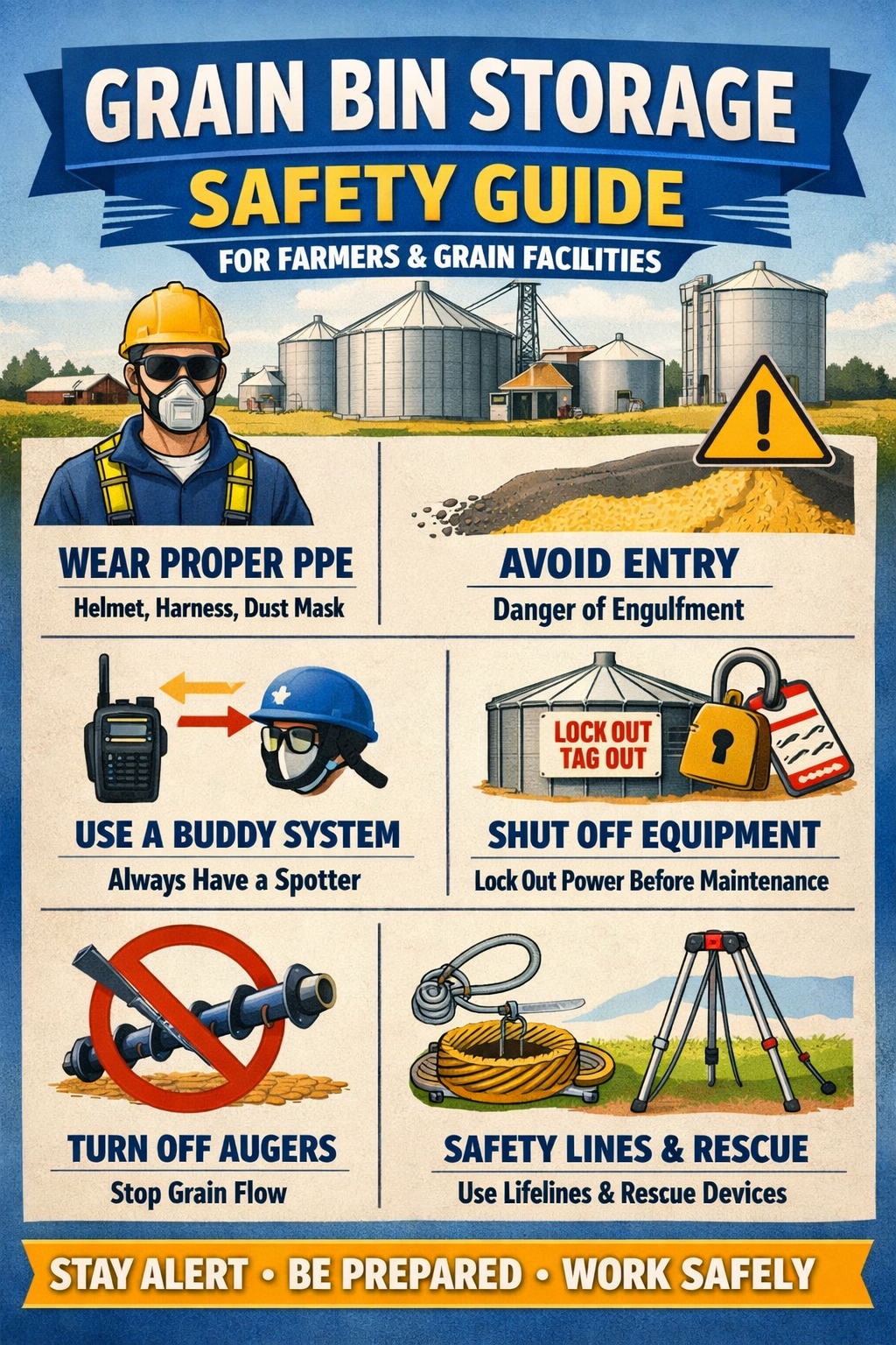 Grain Bin Storage Safety Guide for Farmers and Grain Facilities