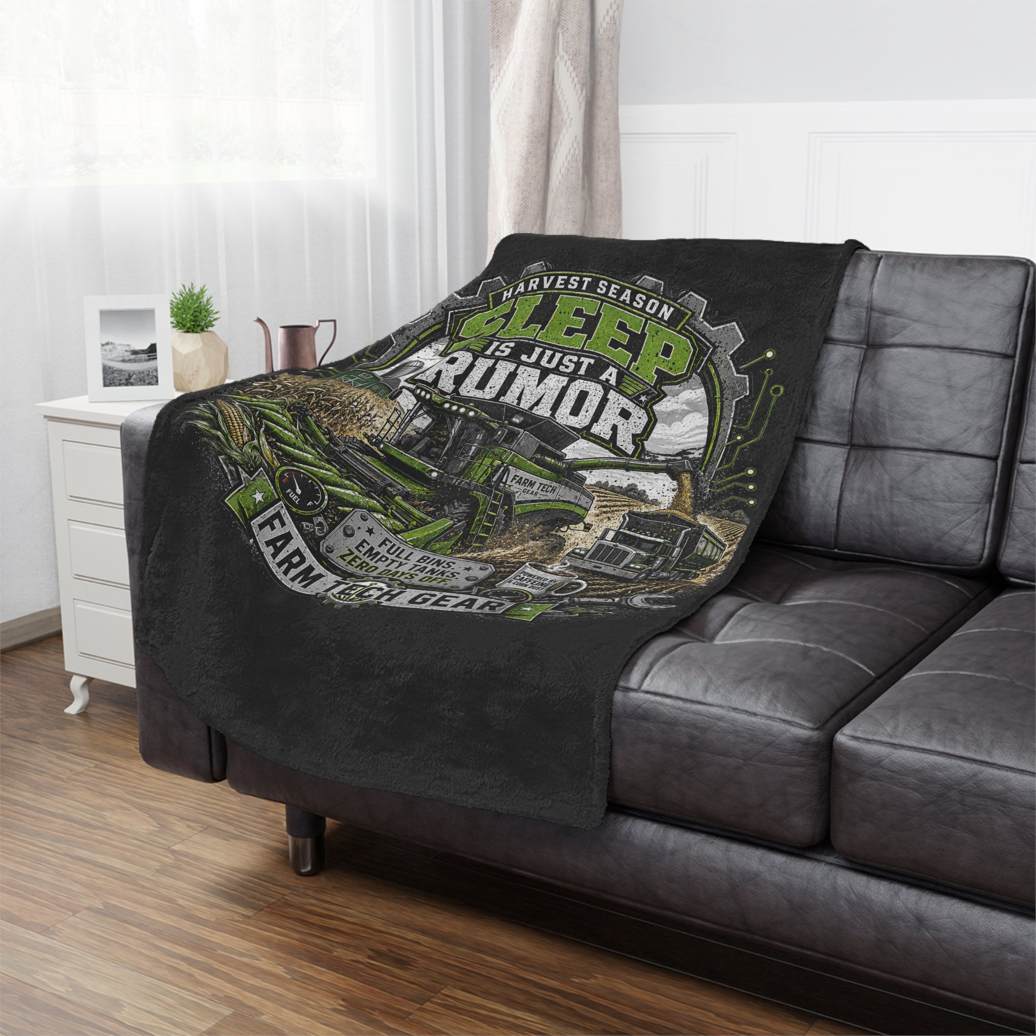 "Sleep Is Just A Rumor" Farm Harvest Throw for Farmers