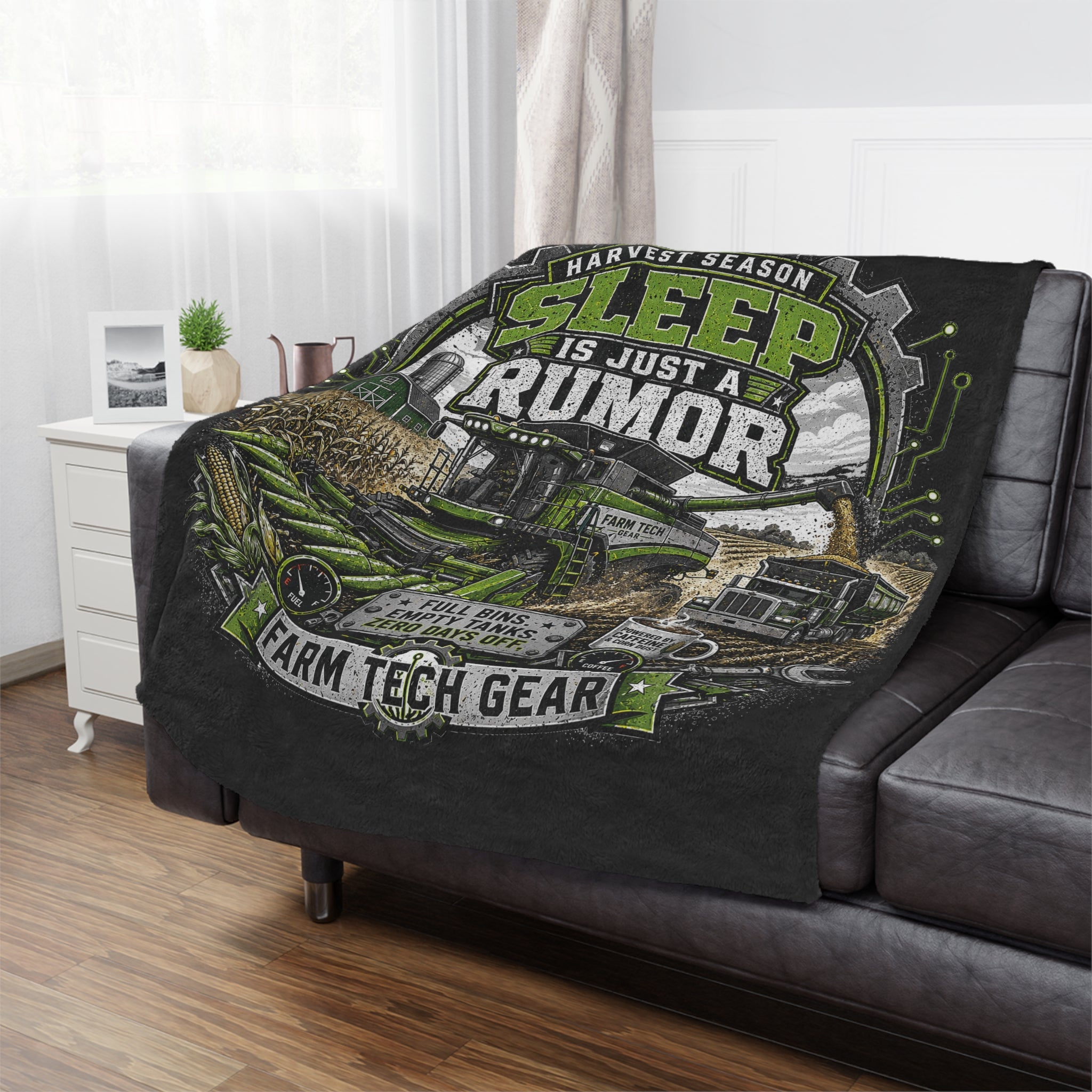 "Sleep Is Just A Rumor" Farm Harvest Throw for Farmers