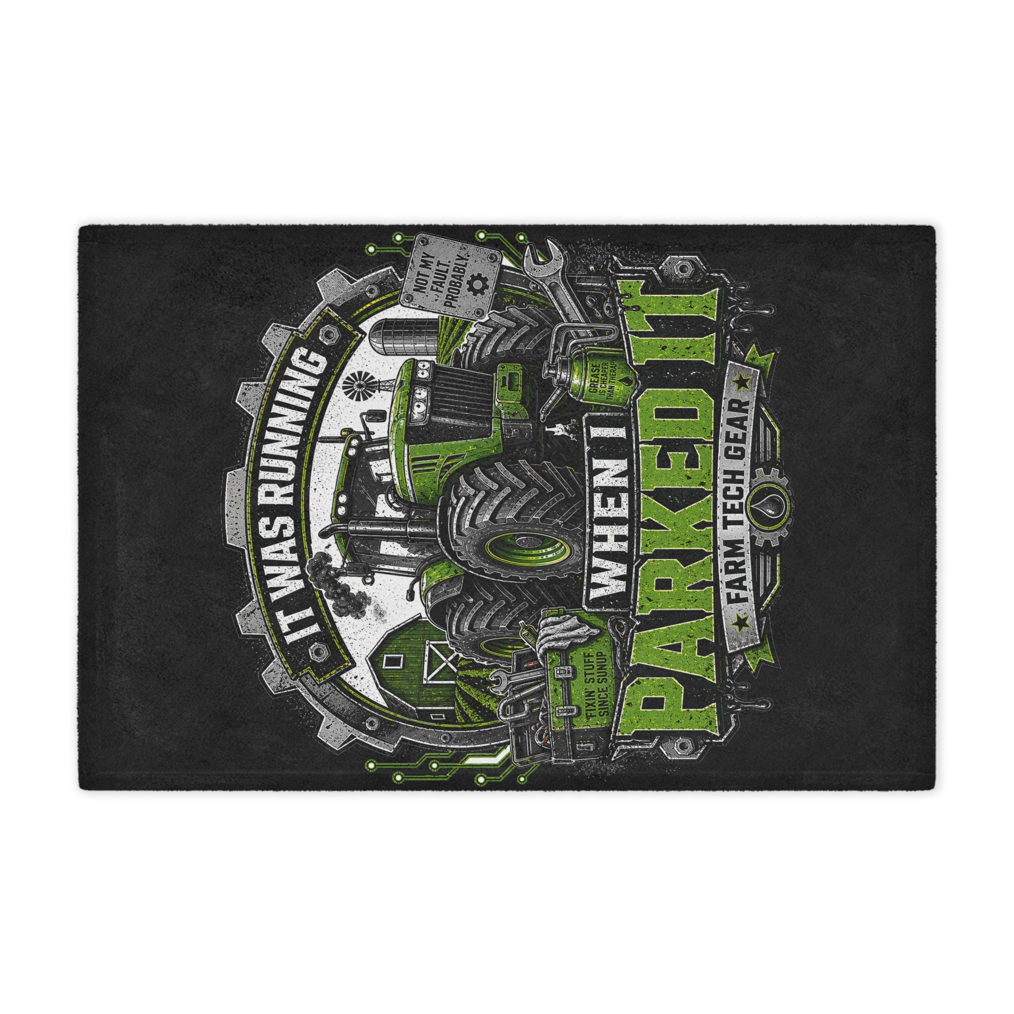 It Was Running When I Parked It Minky Blanket — Funny Tractor Farm Tech Throw for Farmers