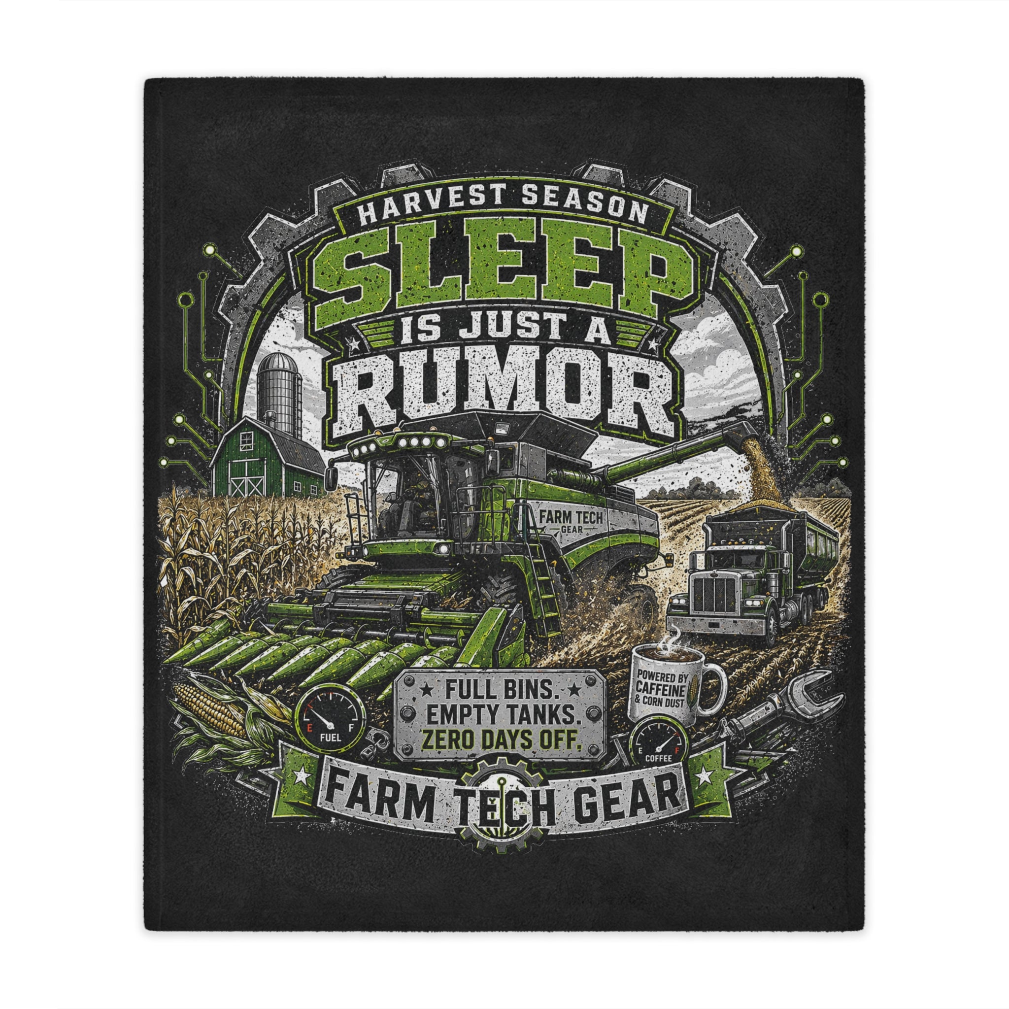 "Sleep Is Just A Rumor" Farm Harvest Throw for Farmers