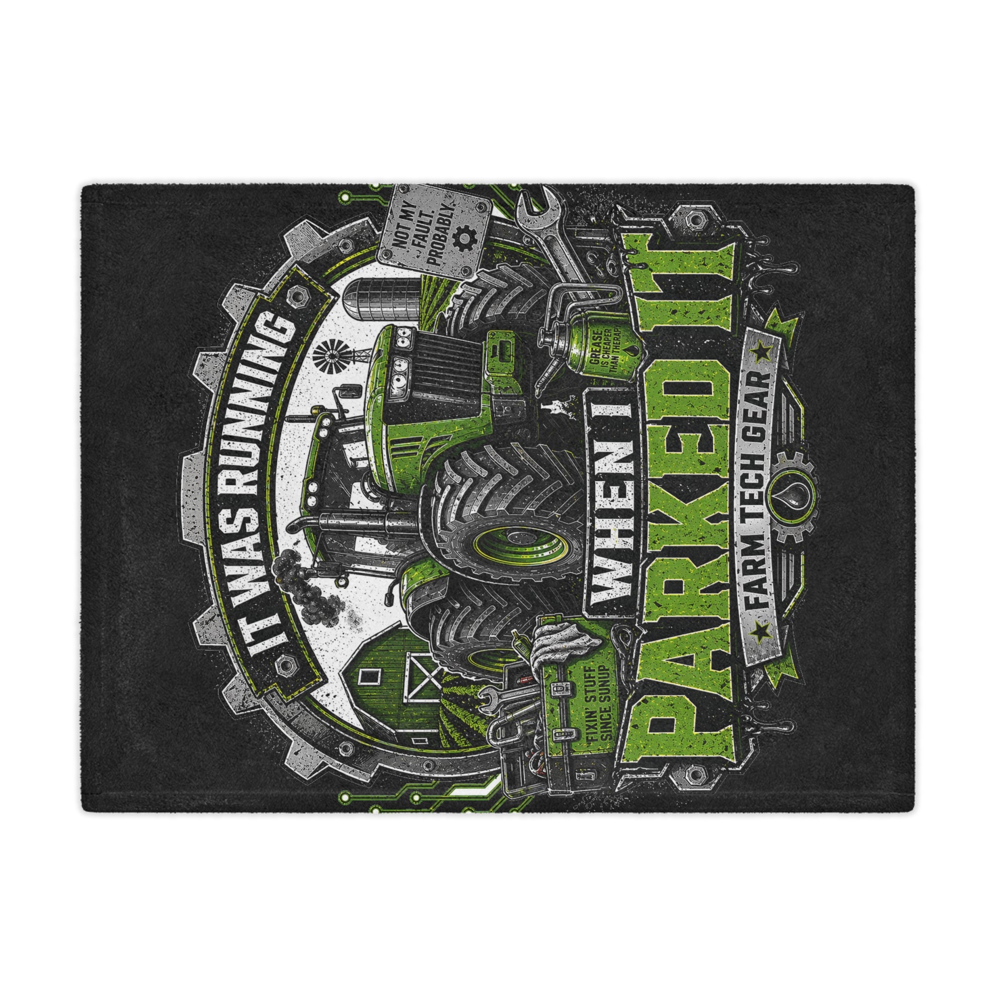 It Was Running When I Parked It Minky Blanket — Funny Tractor Farm Tech Throw for Farmers