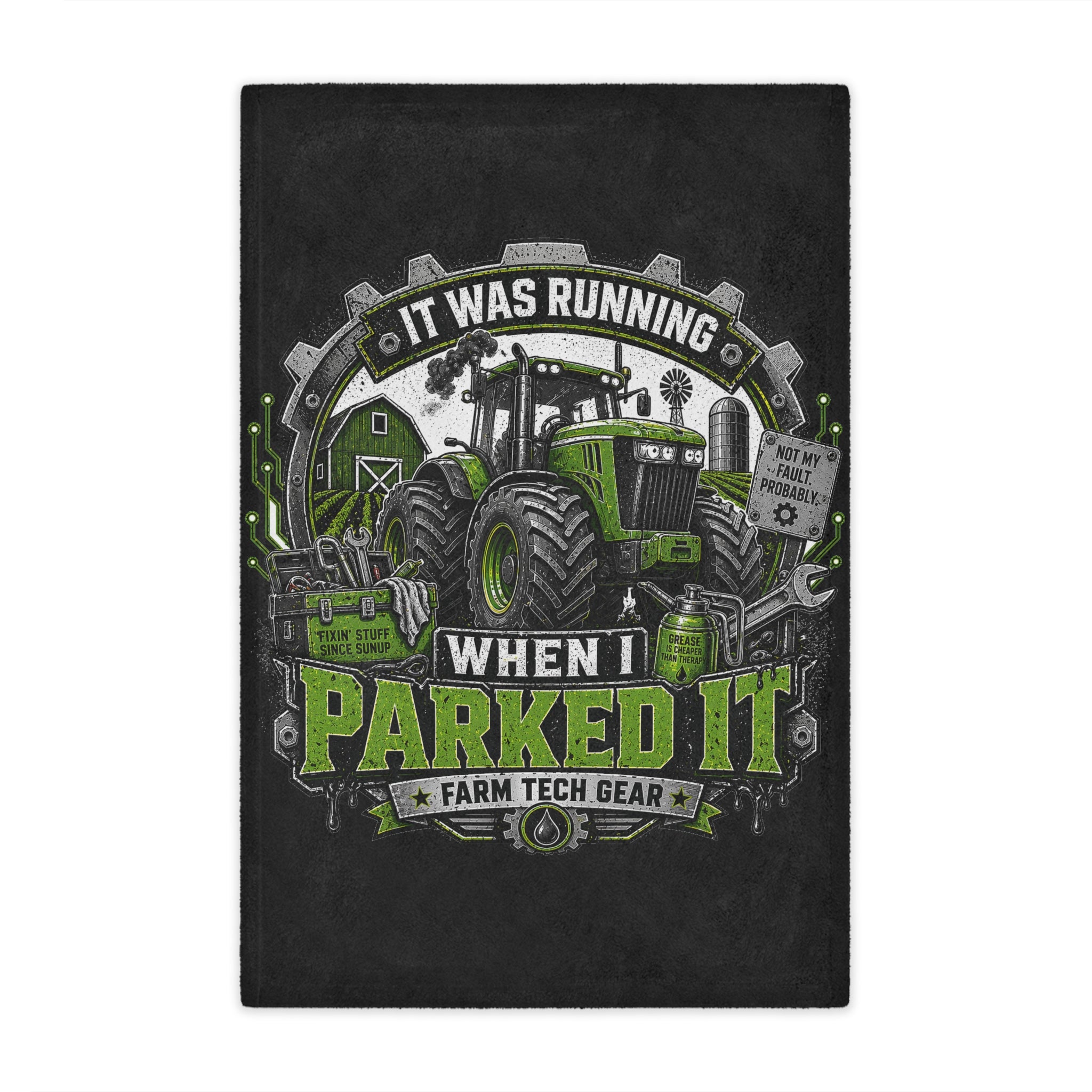 It Was Running When I Parked It Minky Blanket — Funny Tractor Farm Tech Throw for Farmers