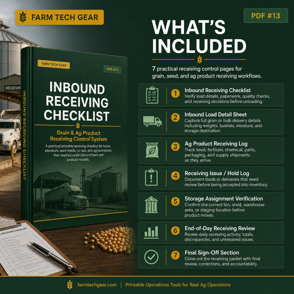 Inbound Receiving Checklist PDF | Grain & Ag Product Receiving Control System