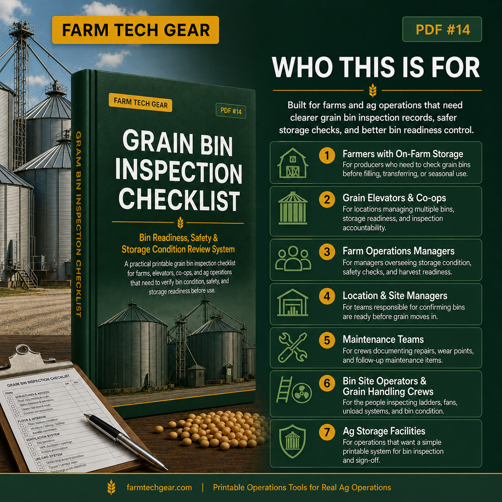 Grain Bin Inspection Checklist PDF | Bin Readiness, Safety & Storage Review System