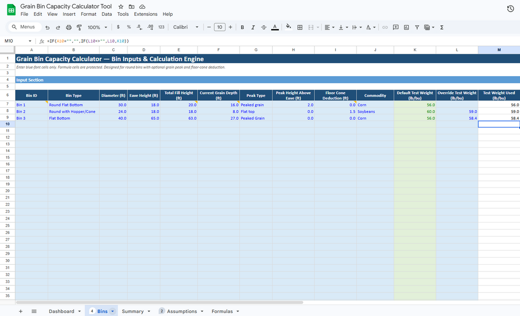 Grain Bin Capacity Calculator (Tool for Farmers & Grain Elevators)