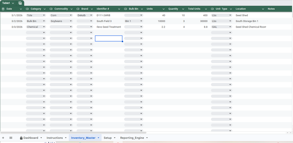 Inventory Master Input