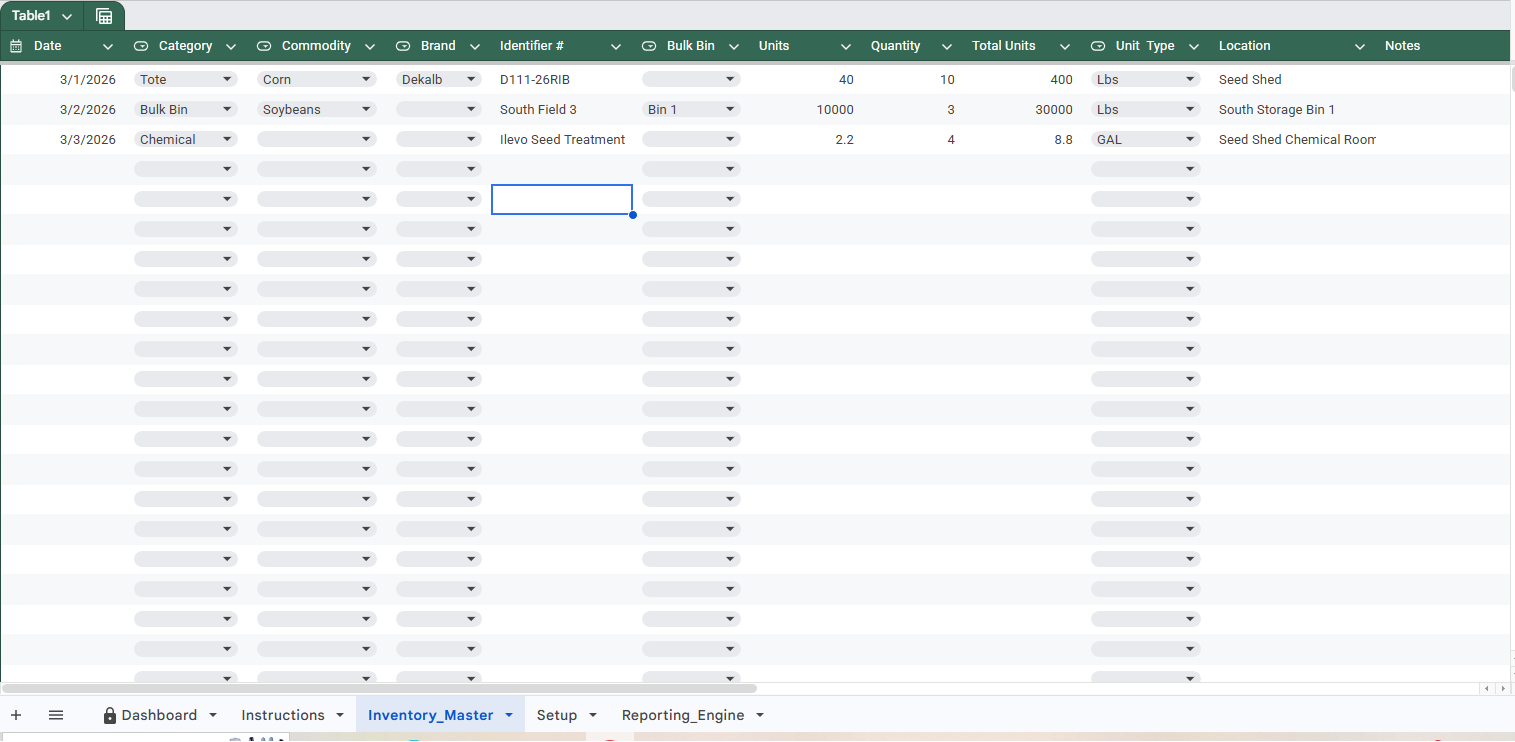 Inventory Master Input