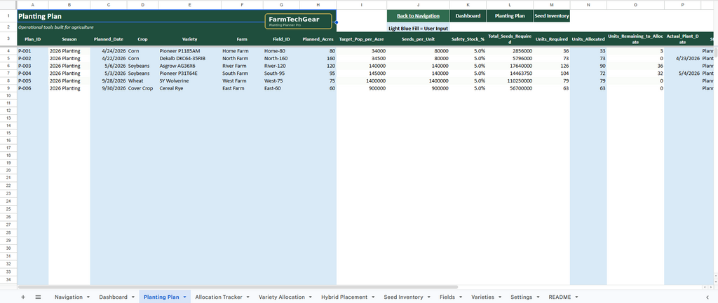Planting Planner Pro – Field Planning & Seed Allocation System for Row Crop Farms