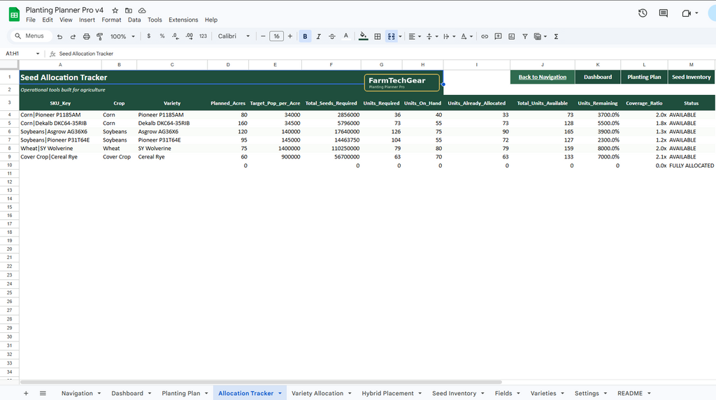 Planting Planner Pro – Field Planning & Seed Allocation System for Row Crop Farms