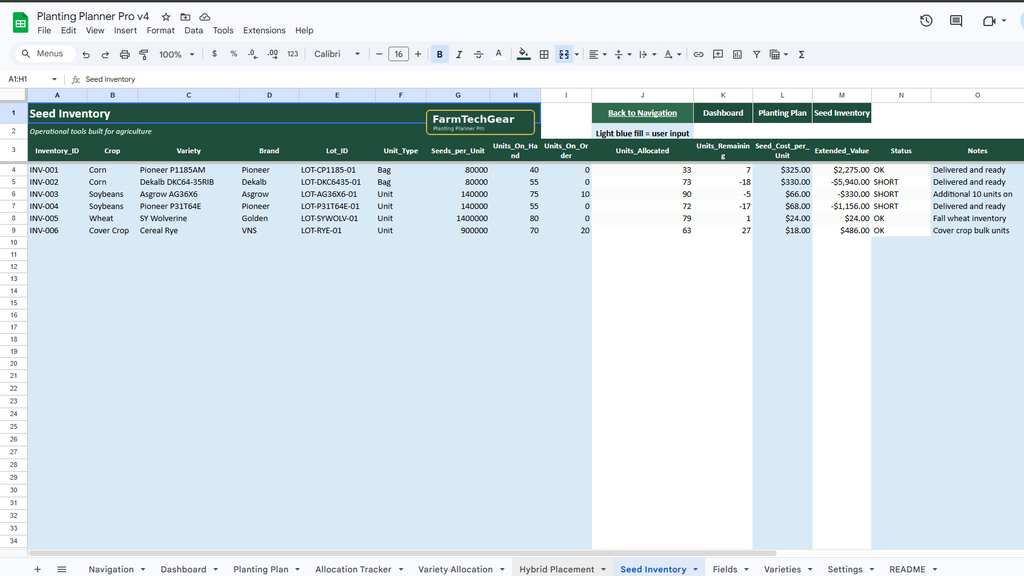 Planting Planner Pro – Field Planning & Seed Allocation System for Row Crop Farms