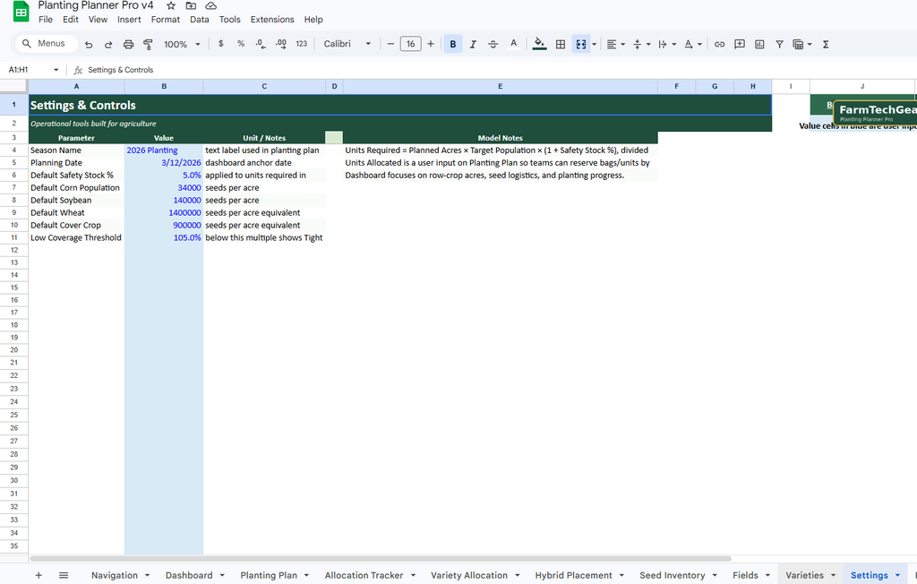 Planting Planner Pro – Field Planning & Seed Allocation System for Row Crop Farms