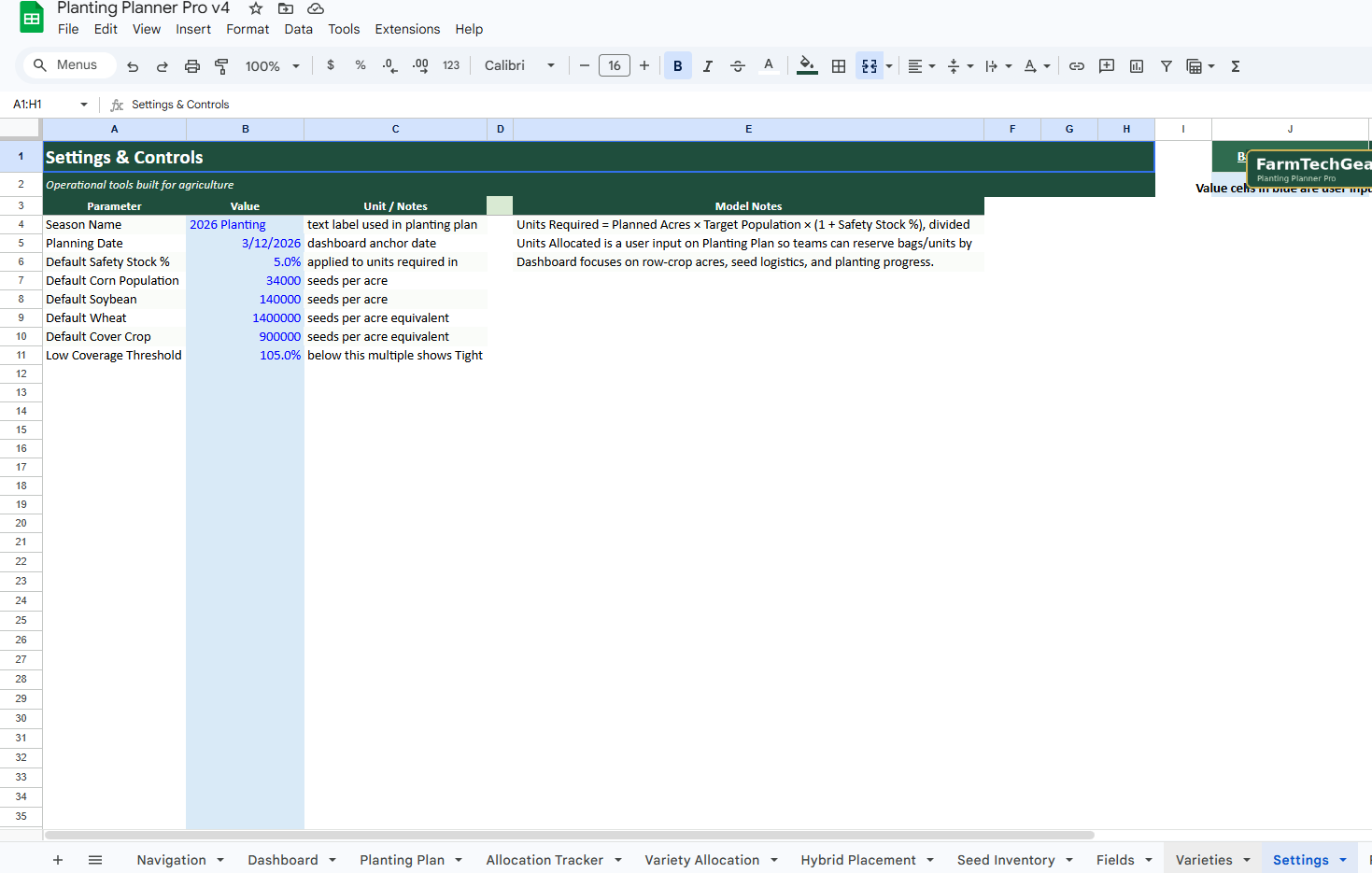 Planting Planner Pro – Field Planning & Seed Allocation System for Row Crop Farms